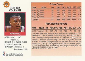 1991-92 Hoops McDonald's #25 Derrick Coleman Back