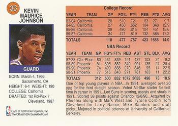 1991-92 Hoops McDonald's #33 Kevin Johnson Back