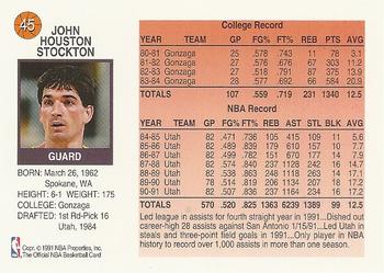 1991-92 Hoops McDonald's #45 John Stockton Back