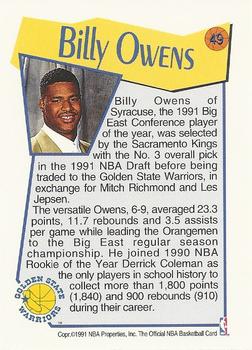 1991-92 Hoops McDonald's #49 Billy Owens Back