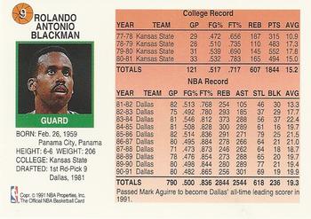 1991-92 Hoops McDonald's #9 Rolando Blackman Back