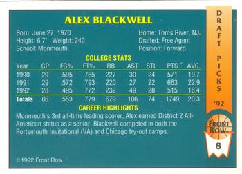 1992 Front Row Draft Picks #8 Alex Blackwell Back