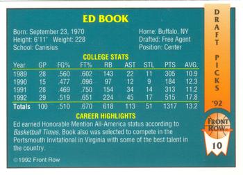 1992 Front Row Draft Picks #10 Ed Book Back