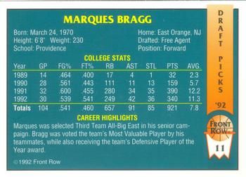 1992 Front Row Draft Picks #11 Marques Bragg Back