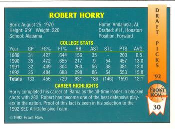 1992 Front Row Draft Picks #30 Robert Horry Back
