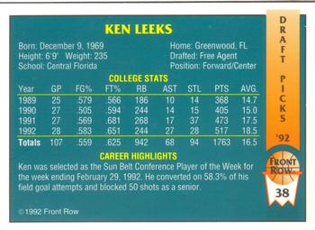 1992 Front Row Draft Picks #38 Ken Leeks Back