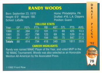1992 Front Row Draft Picks #78 Randy Woods Back