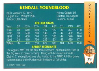 1992 Front Row Draft Picks #79 Kendall Youngblood Back