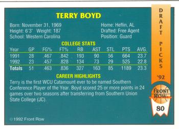 1992 Front Row Draft Picks #80 Terry Boyd Back