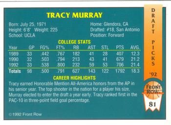 1992 Front Row Draft Picks #81 Tracy Murray Back