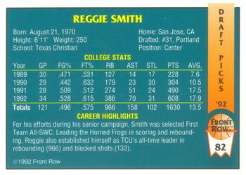 1992 Front Row Draft Picks #82 Reggie Smith Back