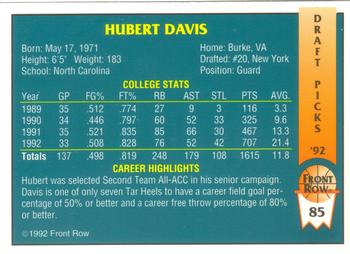 1992 Front Row Draft Picks #85 Hubert Davis Back
