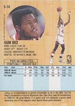 1991-92 Fleer Tony's Pizza #S-14 Glen Rice Back