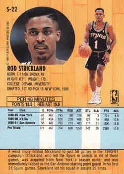 1991-92 Fleer Tony's Pizza #S-22 Rod Strickland Back