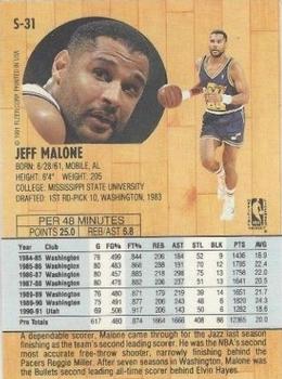 1991-92 Fleer Tony's Pizza #S-31 Jeff Malone Back