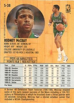 1991-92 Fleer Tony's Pizza #S-38 Rodney McCray Back