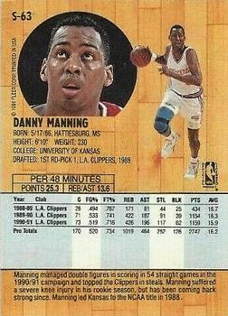1991-92 Fleer Tony's Pizza #S-63 Danny Manning Back