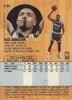 1991-92 Fleer Tony's Pizza #S-66 Nick Anderson Back