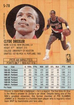 1991-92 Fleer Tony's Pizza #S-78 Clyde Drexler Back
