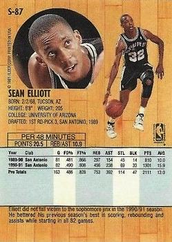 1991-92 Fleer Tony's Pizza #S-87 Sean Elliott Back