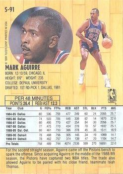 1991-92 Fleer Tony's Pizza #S-91 Mark Aguirre Back