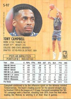 1991-92 Fleer Tony's Pizza #S-97 Tony Campbell Back