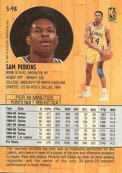 1991-92 Fleer Tony's Pizza #S-98 Sam Perkins Back