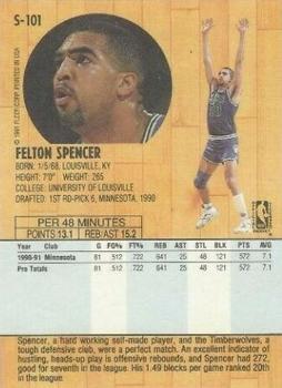 1991-92 Fleer Tony's Pizza #S-101 Felton Spencer Back