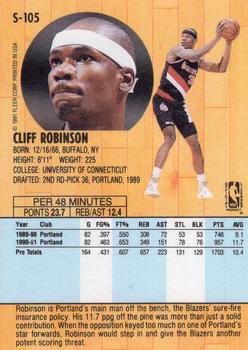 1991-92 Fleer Tony's Pizza #S-105 Cliff Robinson Back