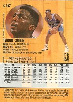 1991-92 Fleer Tony's Pizza #S-107 Tyrone Corbin Back