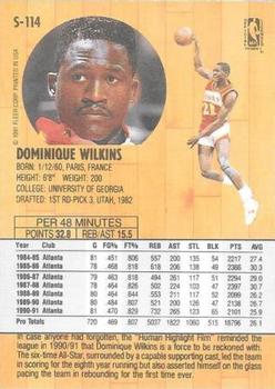 1991-92 Fleer Tony's Pizza #S-114 Dominique Wilkins Back