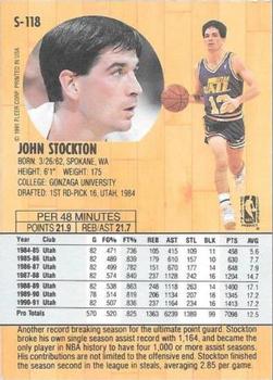 1991-92 Fleer Tony's Pizza #S-118 John Stockton Back