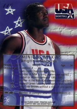 1994 Flair USA #110 Dominique Wilkins Back