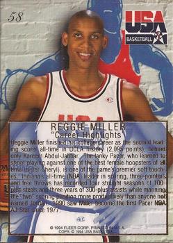 1994 Flair USA #58 Reggie Miller Back