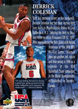 1994 Upper Deck USA #1 Derrick Coleman Back