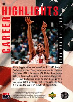 1994 Upper Deck USA #39 Reggie Miller Back
