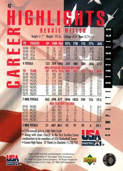 1994 Upper Deck USA #42 Reggie Miller Back