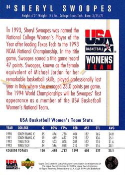 1994 Upper Deck USA #84 Sheryl Swoopes Back