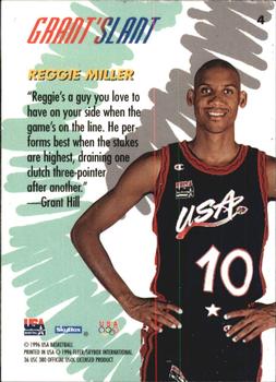 1996 SkyBox USA #4 Reggie Miller Back