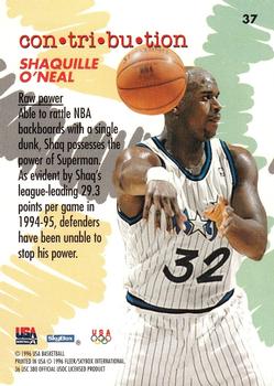 1996 SkyBox USA #37 Shaquille O'Neal Back