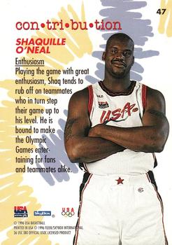 1996 SkyBox USA #47 Shaquille O'Neal Back
