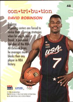 1996 SkyBox USA #48 David Robinson Back