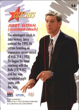 1996 SkyBox USA #54 Jerry Sloan Back