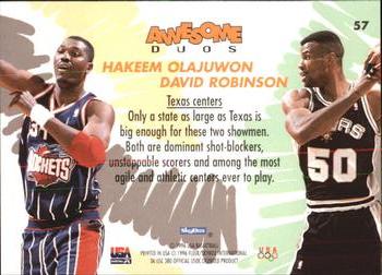 1996 SkyBox USA #57 David Robinson / Hakeem Olajuwon Back