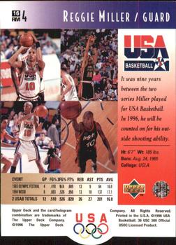 1996 Upper Deck USA #16 Reggie Miller Back