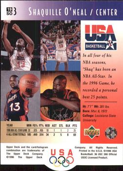 1996 Upper Deck USA #19 Shaquille O'Neal Back