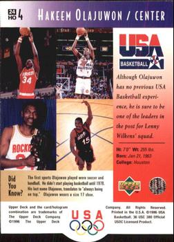 1996 Upper Deck USA #24 Hakeem Olajuwon Back