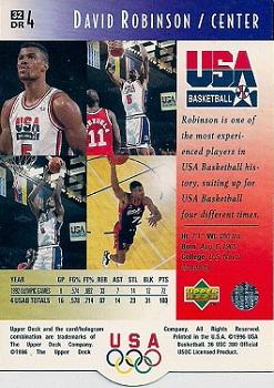 1996 Upper Deck USA #32 David Robinson Back