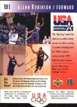 1996 Upper Deck USA #33 Glenn Robinson Back