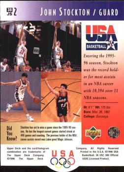 1996 Upper Deck USA #38 John Stockton Back